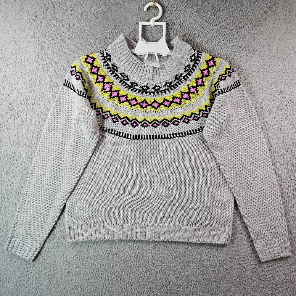 NEW - Full Circle Trends Sweater Women Large Fair Isle Knit Long Sleeve Gray - L